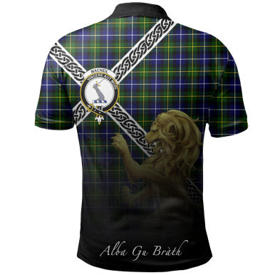Scottish MacNeill of Barra Modern Clan Crest Tartan Polo Shirt - Celtic with Scotland Lion Back Side Tartan Plaid