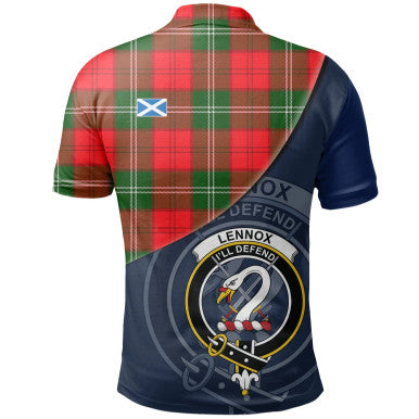 Scottish Lennox Modern Clan Crest Tartan Polo Shirt - Bend Style Back Side Tartan Plaid
