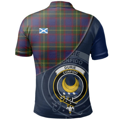 Scottish Durie Clan Crest Tartan Polo Shirt - Bend Style Back Side Tartan Plaid