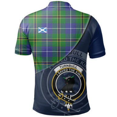 Scottish Turnbull Hunting Clan Crest Tartan Polo Shirt - Bend Style Back Side Tartan Plaid