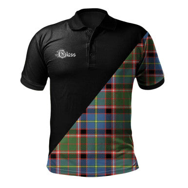 Scottish Ruthven Modern Clan Crest Tartan Polo Shirt - Military Logo Front Side Tartan Plaid