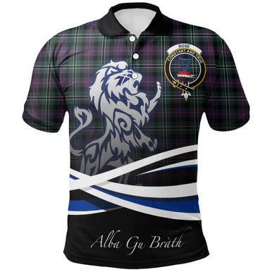 Scottish Rose Hunting Modern Clan Crest Tartan Polo Shirt - Scotland Lion Front Side Tartan Plaid