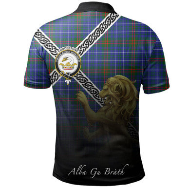 Scottish Edmonstone Clan Crest Tartan Polo Shirt - Celtic with Scotland Lion Back Side Tartan Plaid