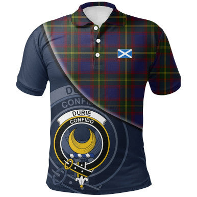 Scottish Durie Clan Crest Tartan Polo Shirt - Bend Style Front Side Tartan Plaid