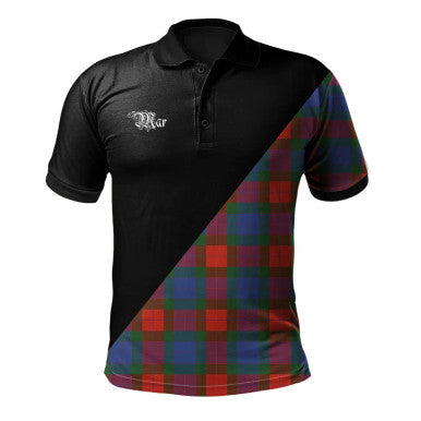 Scottish Rutherford Clan Crest Tartan Polo Shirt - Military Logo Front Side Tartan Plaid