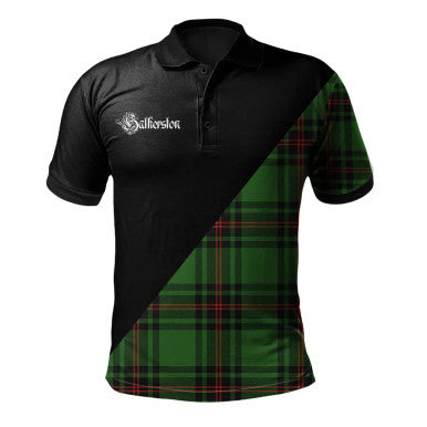 Scottish Sandilands Clan Crest Tartan Polo Shirt - Military Logo Front Side Tartan Plaid