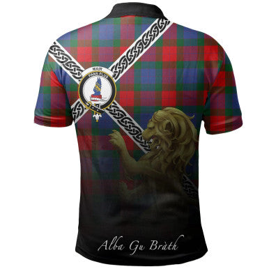 Scottish Mar Clan Crest Tartan Polo Shirt - Celtic with Scotland Lion Back Side Tartan Plaid