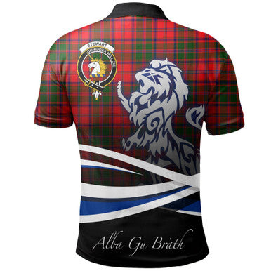 Scottish Stewart of Appin Modern Clan Crest Tartan Polo Shirt - Scotland Lion Back Side Tartan Plaid