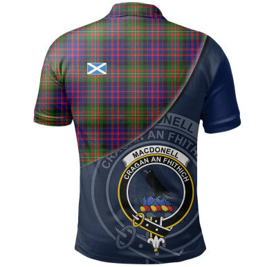 Scottish MacDonnell of Glengarry Modern Clan Crest Tartan Polo Shirt - Bend Style Back Side Tartan Plaid
