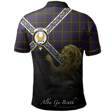 Scottish Durie Clan Crest Tartan Polo Shirt - Celtic with Scotland Lion Back Side Tartan Plaid