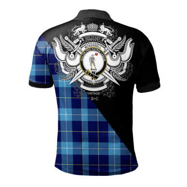 Scottish Shaw Green Modern Clan Crest Tartan Polo Shirt - Military Logo Back Side Tartan Plaid