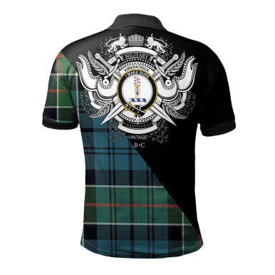 Scottish Seton Hunting Modern Clan Crest Tartan Polo Shirt - Military Logo Back Side Tartan Plaid