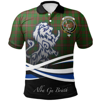 Scottish MacKinnon Hunting Modern Clan Crest Tartan Polo Shirt - Scotland Lion Front Side Tartan Plaid