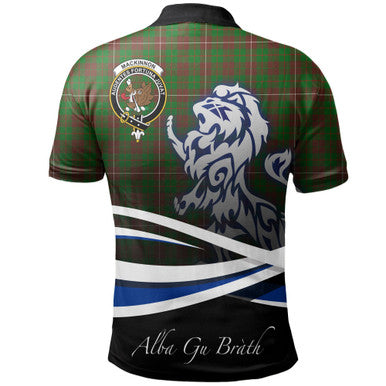 Scottish MacKinnon Hunting Modern Clan Crest Tartan Polo Shirt - Scotland Lion Back Side Tartan Plaid