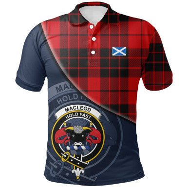 Scottish MacLeod of Raasay Clan Crest Tartan Polo Shirt - Bend Style Front Side Tartan Plaid