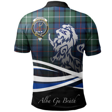 Scottish Davidson of Tulloch Clan Crest Tartan Polo Shirt - Scotland Lion Back Side Tartan Plaid