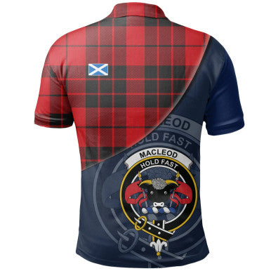 Scottish MacLeod of Raasay Clan Crest Tartan Polo Shirt - Bend Style Back Side Tartan Plaid