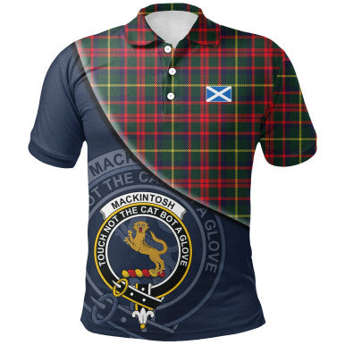 Scottish MacKintosh Hunting Modern Clan Crest Tartan Polo Shirt - Bend Style Front Side Tartan Plaid