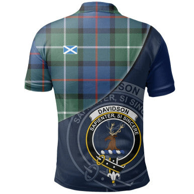 Scottish Davidson of Tulloch Clan Crest Tartan Polo Shirt - Bend Style Back Side Tartan Plaid