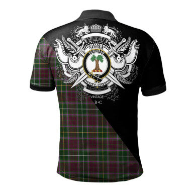 Scottish Sinclair Hunting Modern Clan Crest Tartan Polo Shirt - Military Logo Back Side Tartan Plaid