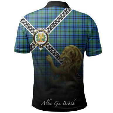 Scottish Falconer Clan Crest Tartan Polo Shirt - Celtic with Scotland Lion Back Side Tartan Plaid