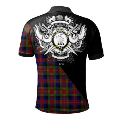 Scottish Skene Modern Clan Crest Tartan Polo Shirt - Military Logo Back Side Tartan Plaid