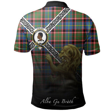 Scottish Stirling & Bannockburn District Clan Crest Tartan Polo Shirt - Celtic with Scotland Lion Back Side Tartan Plaid