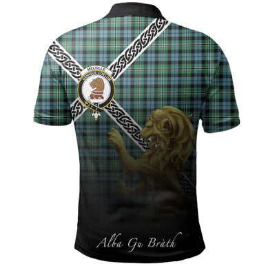 Scottish Melville Clan Crest Tartan Polo Shirt - Celtic with Scotland Lion Back Side Tartan Plaid