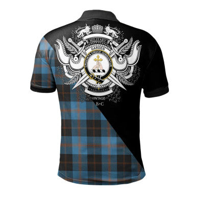 Scottish Spens Modern Clan Crest Tartan Polo Shirt - Military Logo Back Side Tartan Plaid
