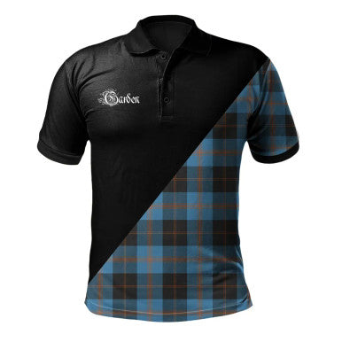 Scottish Spens Modern Clan Crest Tartan Polo Shirt - Military Logo Front Side Tartan Plaid