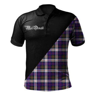 Scottish Stewart Atholl Modern Clan Crest Tartan Polo Shirt - Military Logo Front Side Tartan Plaid