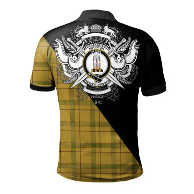 Scottish Spalding Clan Crest Tartan Polo Shirt - Military Logo Back Side Tartan Plaid