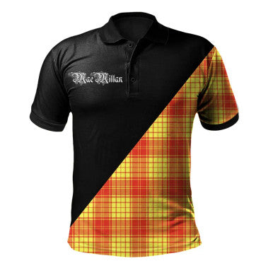 Scottish Stewart Black Clan Crest Tartan Polo Shirt - Military Logo Front Side Tartan Plaid