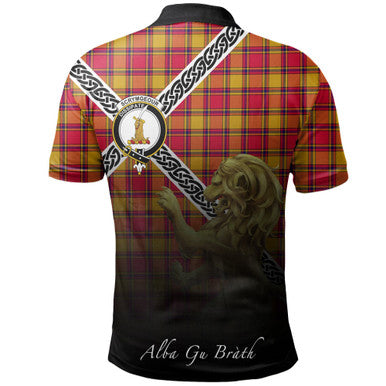 Scottish Scrymgeour Clan Crest Tartan Polo Shirt - Celtic with Scotland Lion Back Side Tartan Plaid