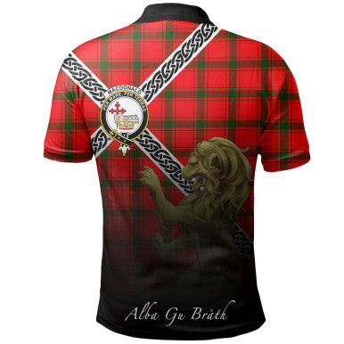 Scottish MacDonald of Sleat Clan Crest Tartan Polo Shirt - Celtic with Scotland Lion Back Side Tartan Plaid