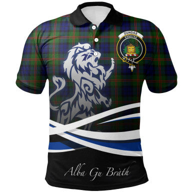 Scottish Dundas Modern 02 Clan Crest Tartan Polo Shirt - Scotland Lion Front Side Tartan Plaid