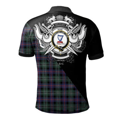 Scottish Straiton Clan Crest Tartan Polo Shirt - Military Logo Back Side Tartan Plaid