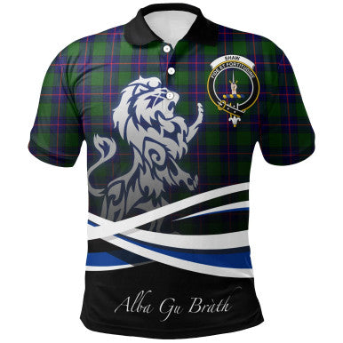 Scottish Shaw Modern Clan Crest Tartan Polo Shirt - Scotland Lion Front Side Tartan Plaid