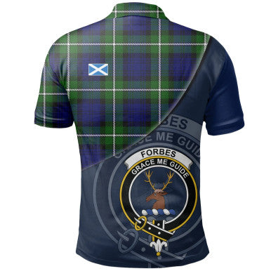 Scottish Forbes Modern Clan Crest Tartan Polo Shirt - Bend Style Back Side Tartan Plaid