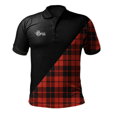 Scottish Sutherland Modern Clan Crest Tartan Polo Shirt - Military Logo Front Side Tartan Plaid