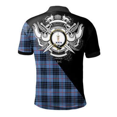 Scottish Taylor Clan Crest Tartan Polo Shirt - Military Logo Back Side Tartan Plaid