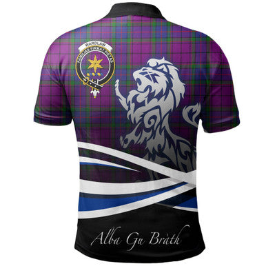 Scottish Wardlaw Modern Clan Crest Tartan Polo Shirt - Scotland Lion Back Side Tartan Plaid