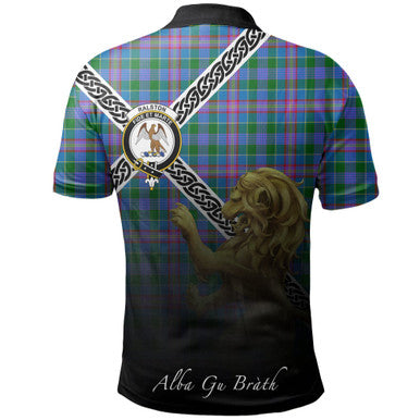 Scottish Ralston Clan Crest Tartan Polo Shirt - Celtic with Scotland Lion Back Side Tartan Plaid