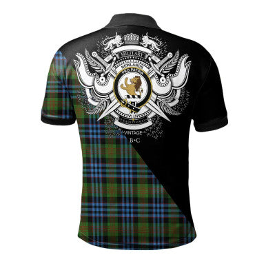 Scottish Tennant Clan Crest Tartan Polo Shirt - Military Logo Back Side Tartan Plaid