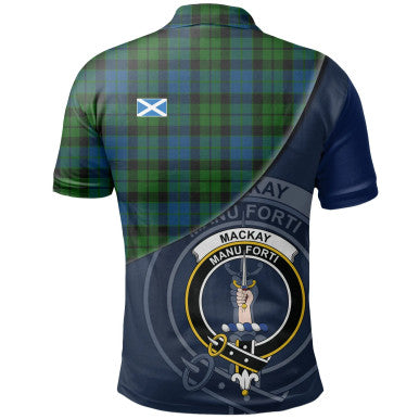 Scottish MacKay Modern Clan Crest Tartan Polo Shirt - Bend Style Back Side Tartan Plaid