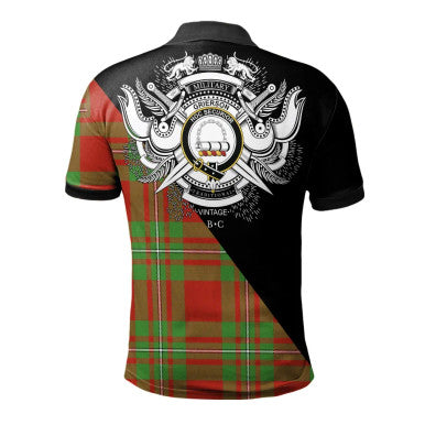 Scottish Thomson Clan Crest Tartan Polo Shirt - Military Logo Back Side Tartan Plaid