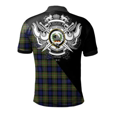 Scottish Trotter Clan Crest Tartan Polo Shirt - Military Logo Back Side Tartan Plaid