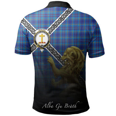 Scottish Mercer Modern Clan Crest Tartan Polo Shirt - Celtic with Scotland Lion Back Side Tartan Plaid