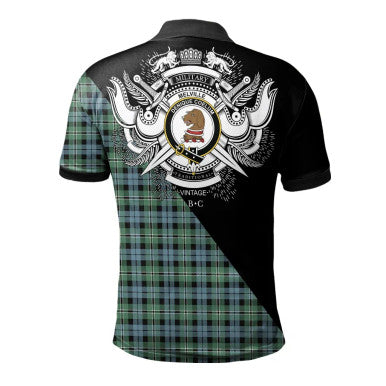 Scottish Udny Clan Crest Tartan Polo Shirt - Military Logo Back Side Tartan Plaid