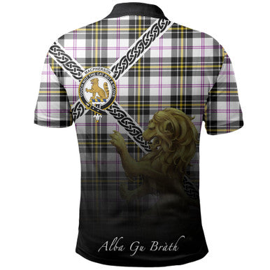 Scottish MacPherson Dress Modern Clan Crest Tartan Polo Shirt - Celtic with Scotland Lion Back Side Tartan Plaid